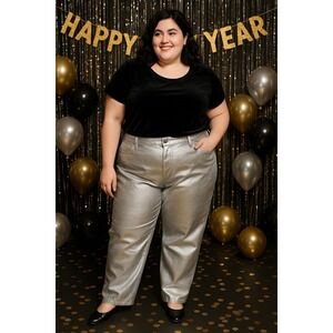 Universal Thread 90s Baggy Metallic Silver Foil Jeans Women's Size 24